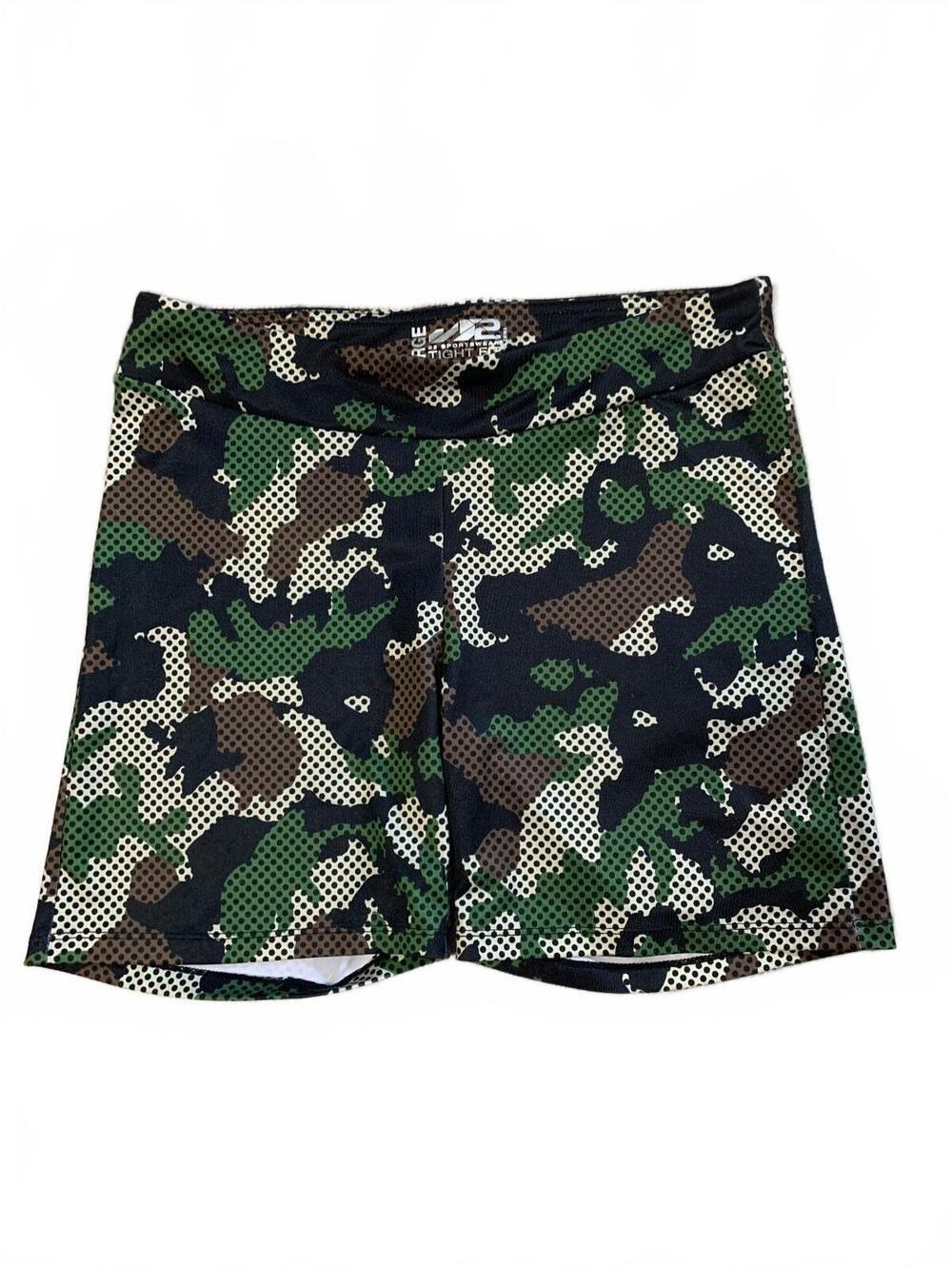 Women’s Large Athletic Camouflage Shorts, 90% Polyester 10% Spandex, S2